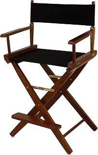 American Trails Extra-Wide Premium 24" Director's Chair Mission Oak Frame with Black Canvas, Counter Height