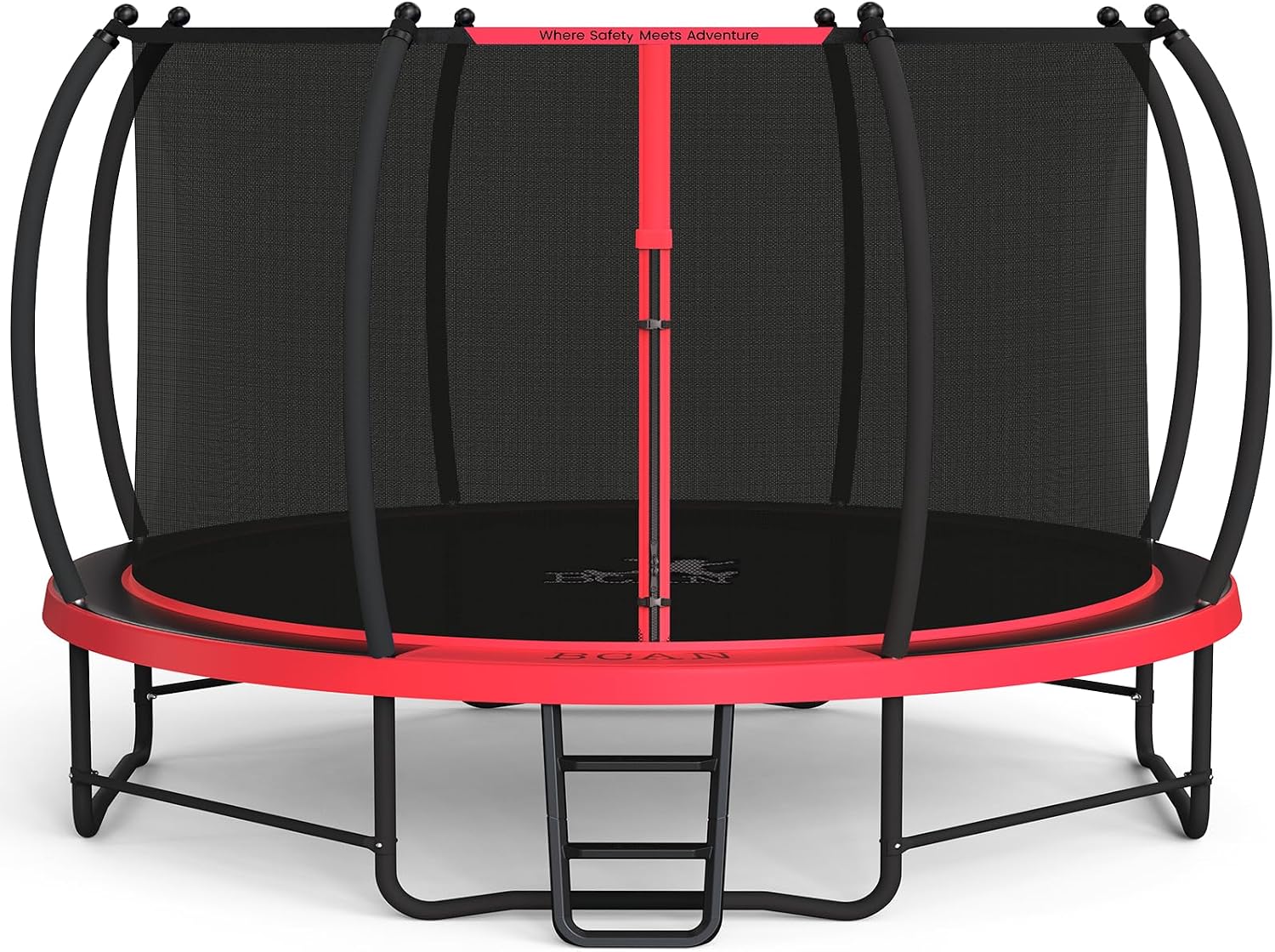 BCAN Trampoline 14FT Recreational Trampoline with Enclosure for Kids Adults, ASTM Approved, Outdoor Trampoline with Wind Stakes and Ladder for Kids Apex Series - BK