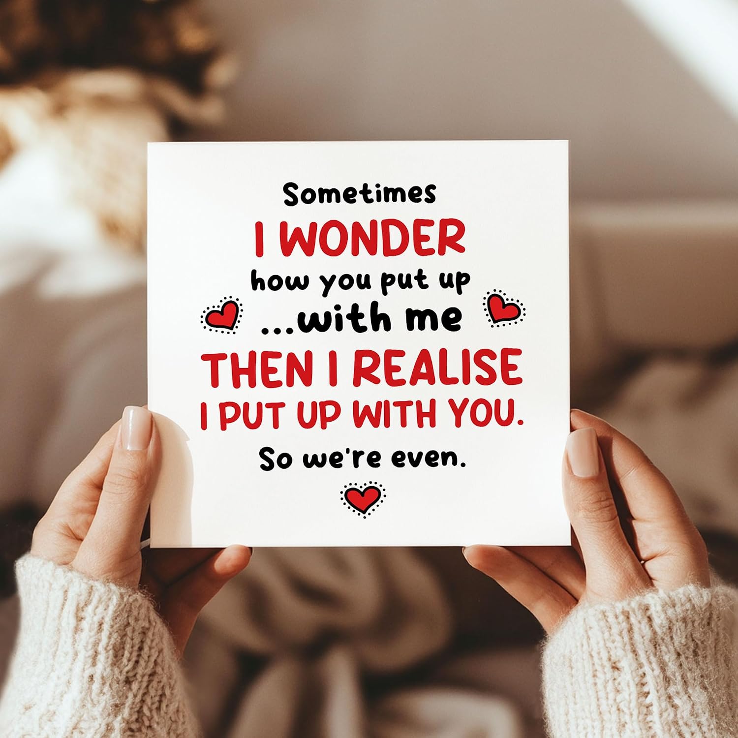 RED OCEAN Funny Anniversary Card for Him Her, I Put Up With You Card, Funny Valentines Day Birthday Card For Boyfriend Girlfriend Husband Wife Partner, Romantic Greeting Cards With Envelope