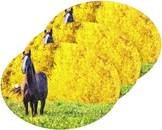 Horse Autumn Trees Scrub Sponges Kitchen Fall Dish Sponges for Washing Dishes Non Scratch Reusable Compressed Cellulose Sponges Hanging for Household Cleaning 3 Pack