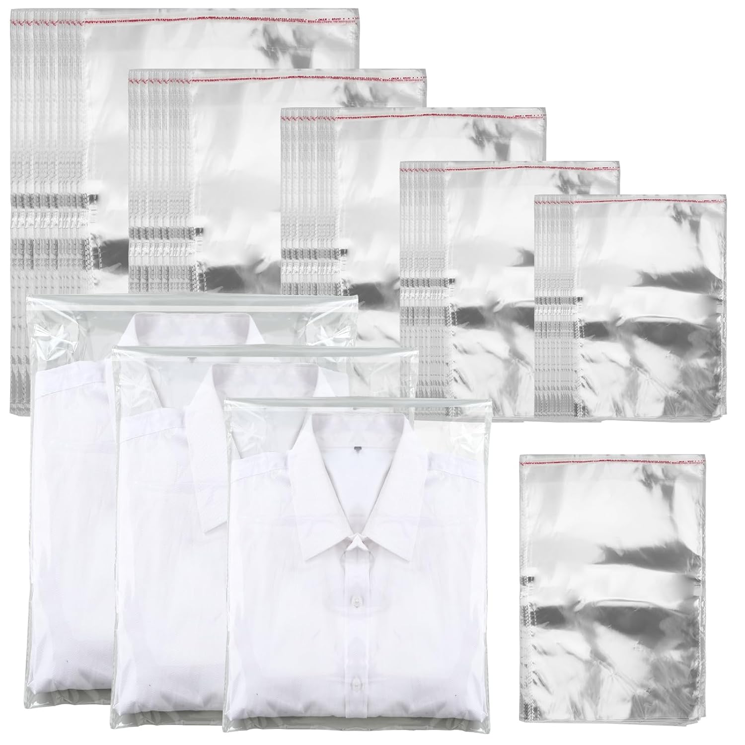 1200 Pcs Clear Poly Bags Plastic Shirt Bags Resealable Bags