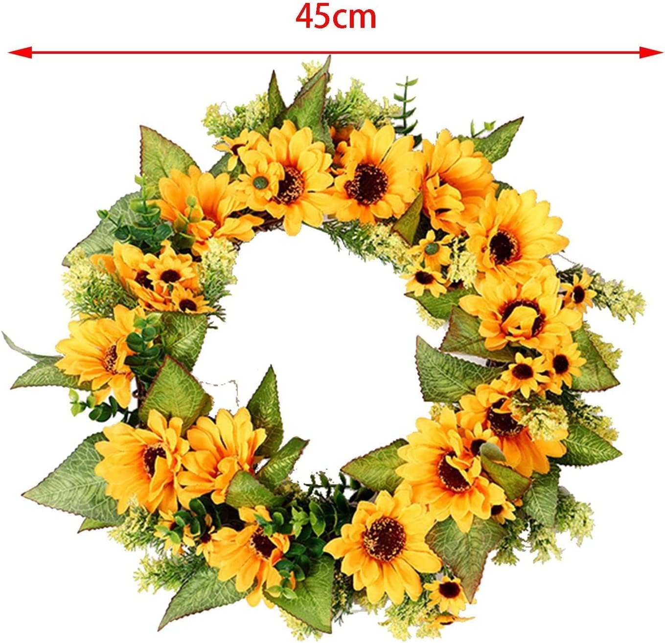 Artificial Flower Wreath Sunflowers Wreath Spring Garland Front Door Garland for Spring Summer Wedding Decorations