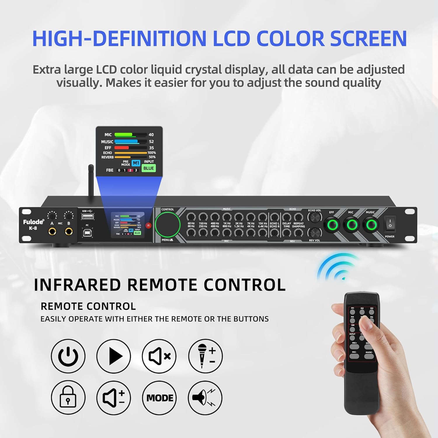 FULODE K-8 High-Definition LCD Color Screen and Remote Control