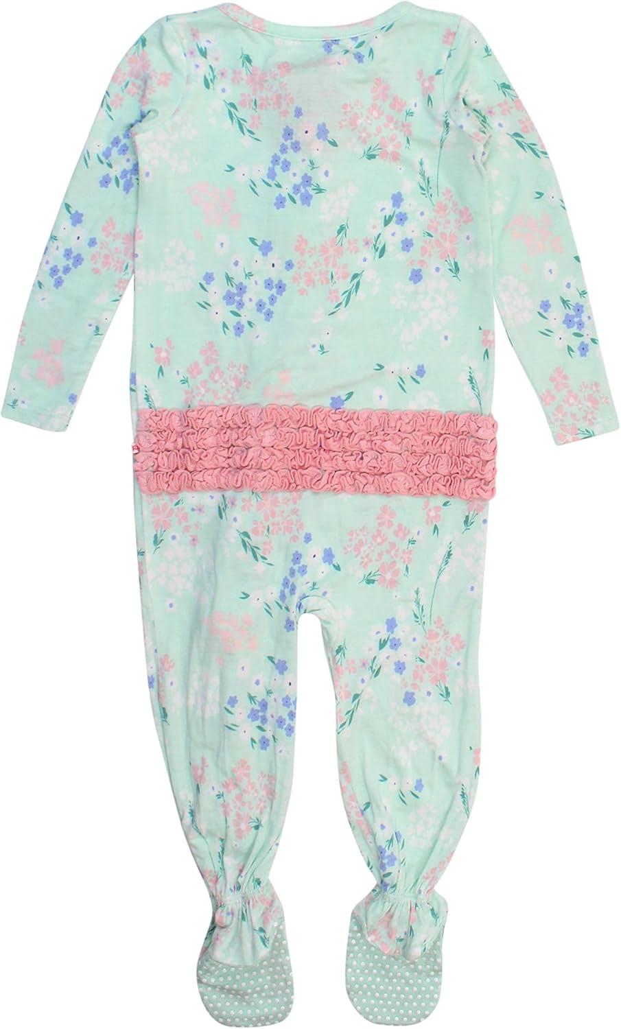RuffleButts SoftSnooze™ Viscose from Bamboo Baby Girls Ruffle One Piece Footie Pajamas - Image 4