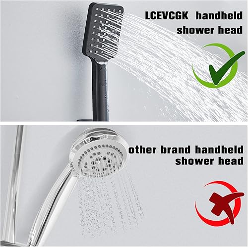 Miniatura 9 de Cabezal de ducha negro mate, juego de grifo de ducha de baño con cabezal de ducha cuadrado de 8 pulgadas, montado en la pared con rociador de mano