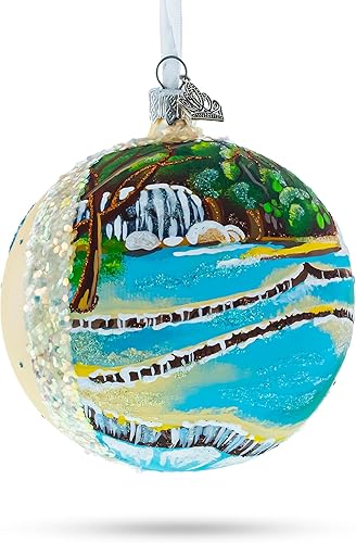 Miniatura 7 de Kuang Si Cascada, Laos Bola De Cristal Adorno De Navidad 4 Pulgadas
