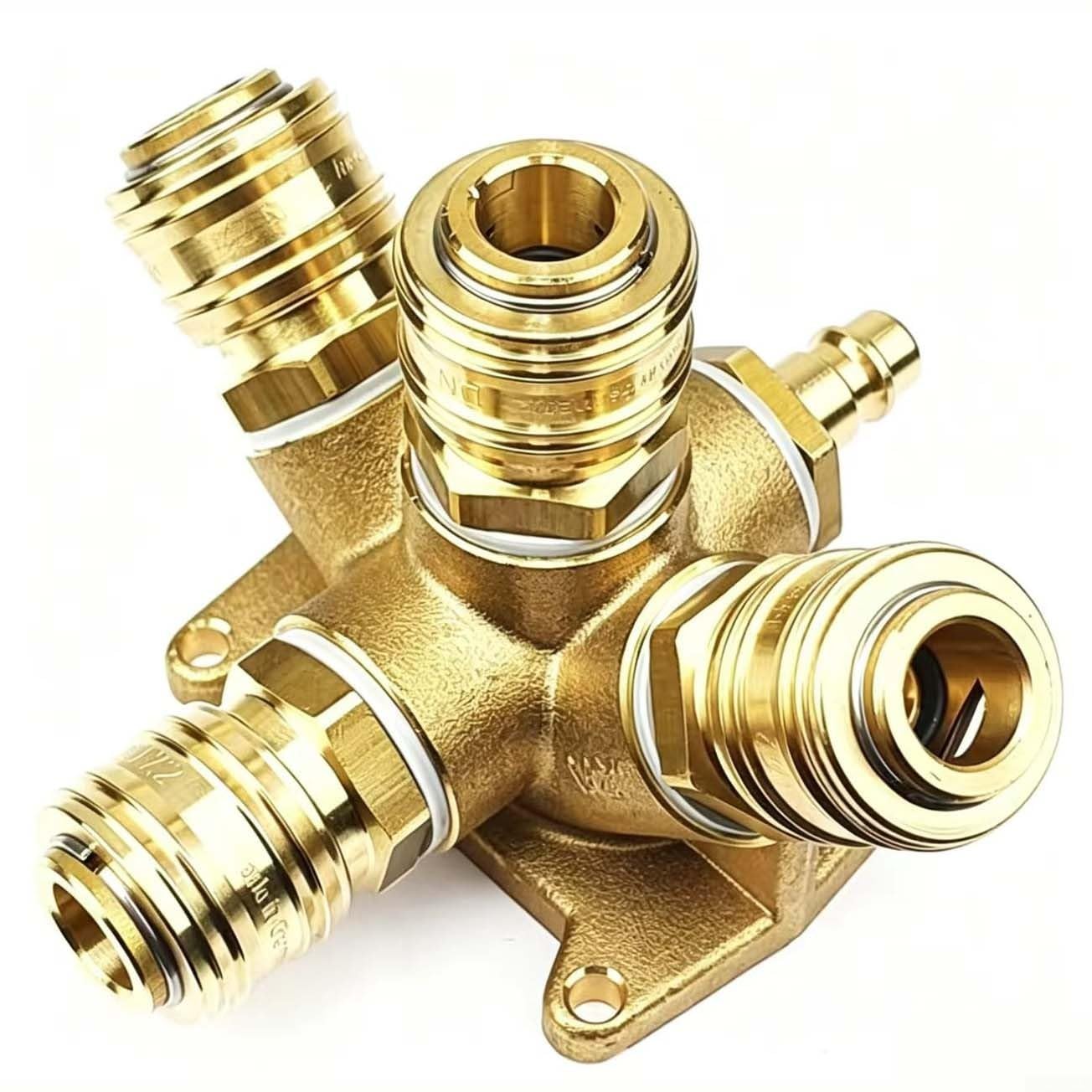 Conector neumático de latón de 5 vías G1/2 de ajuste rápido para montaje en pared