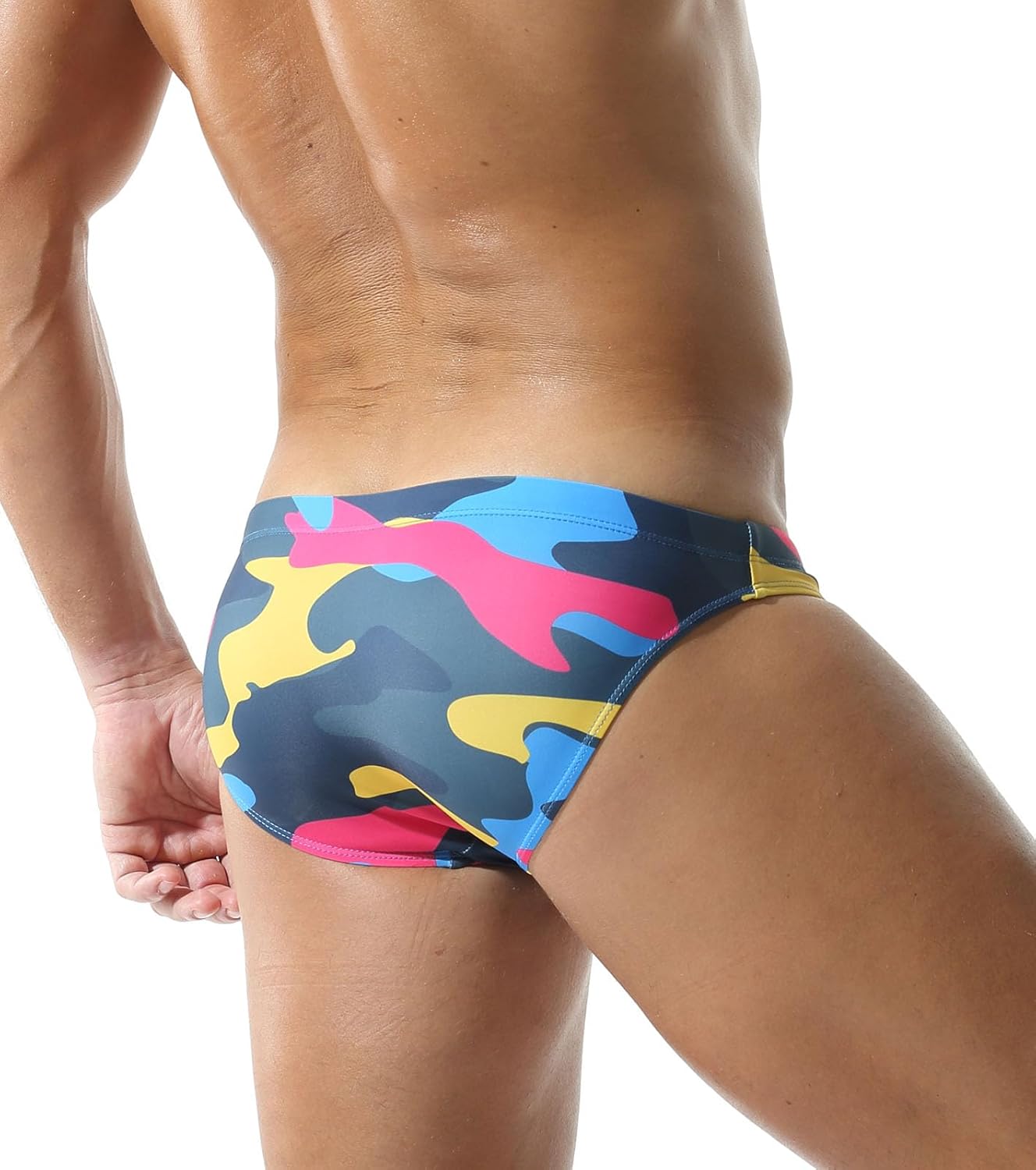 Mens Sexy Bikini Swimwear Camouflage Triangle Swim Trunks for Men 2" Stylish Swim Briefs - Image 2