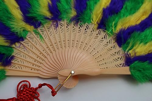 Miniatura 16 de Abanico de plumas grande Marabou de 9 colores de 23 x 12 pulgadas para baile, fiesta, boda, ramo de novia Deco (negro con varillas negras)