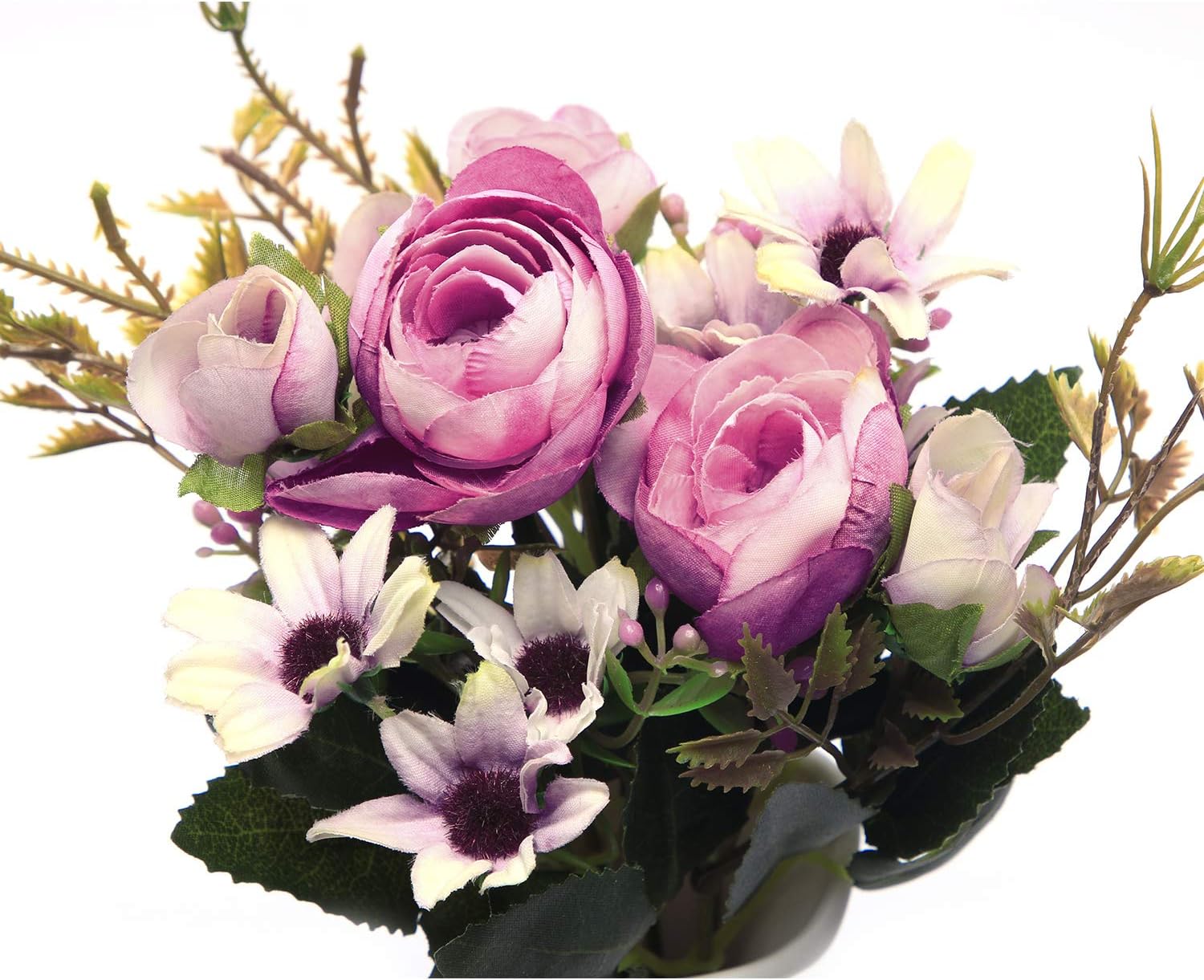 SimFre Artificial Flowers, Fake Flowers Artificial Pearl Bud Bouquet for Home Garden Party Wedding Decor and Table Centerpieces 3Pcs (Purple)