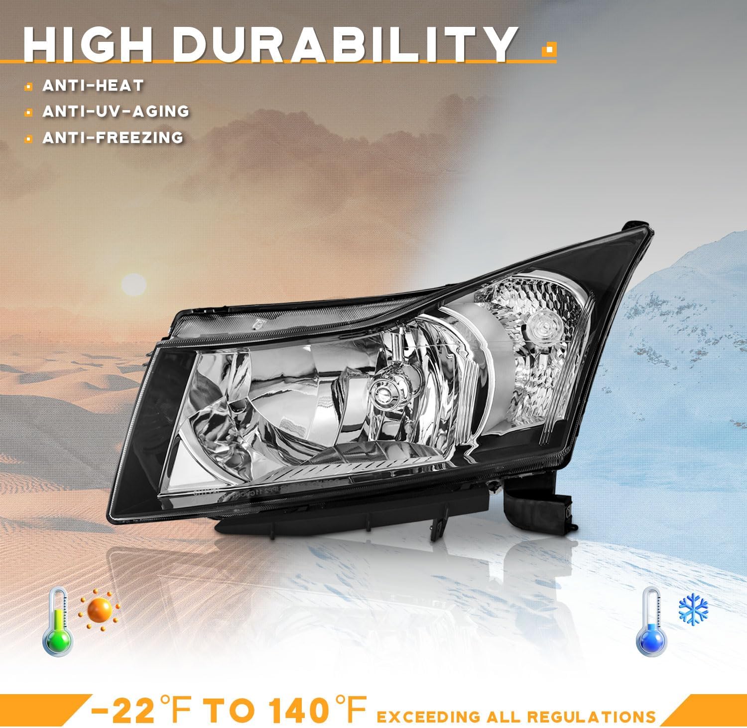 WEELMOTO Automotive Headlight Assemblies for 2011-2015 Chevy Cruze Diesel/2015 Cruze L Headlights Assembly Headlamp Replacement for 11-15 Cruze/16