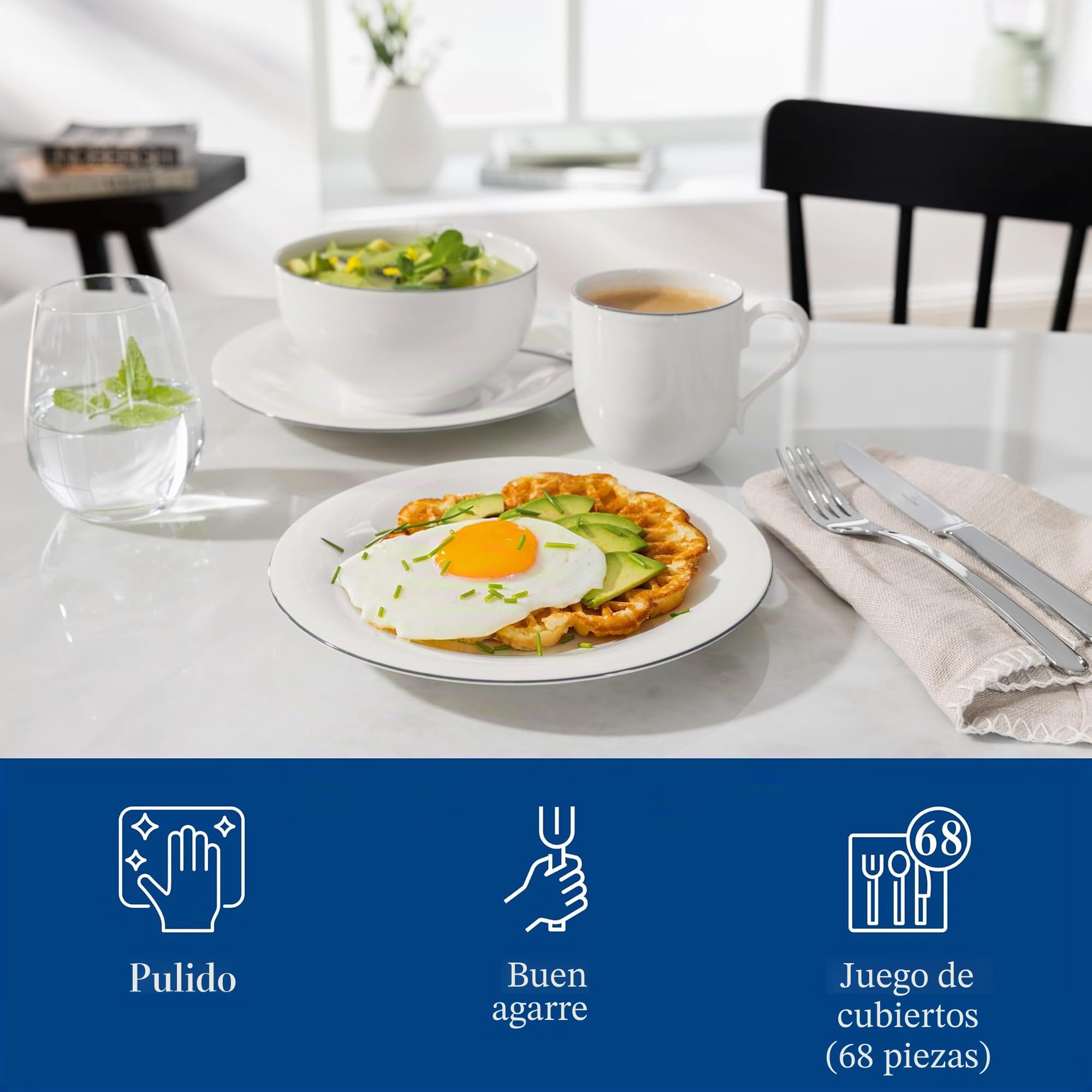 Villeroy & Boch Louis Cubiertos de mesa para 12 personas, 68 piezas, Acero inoxidable