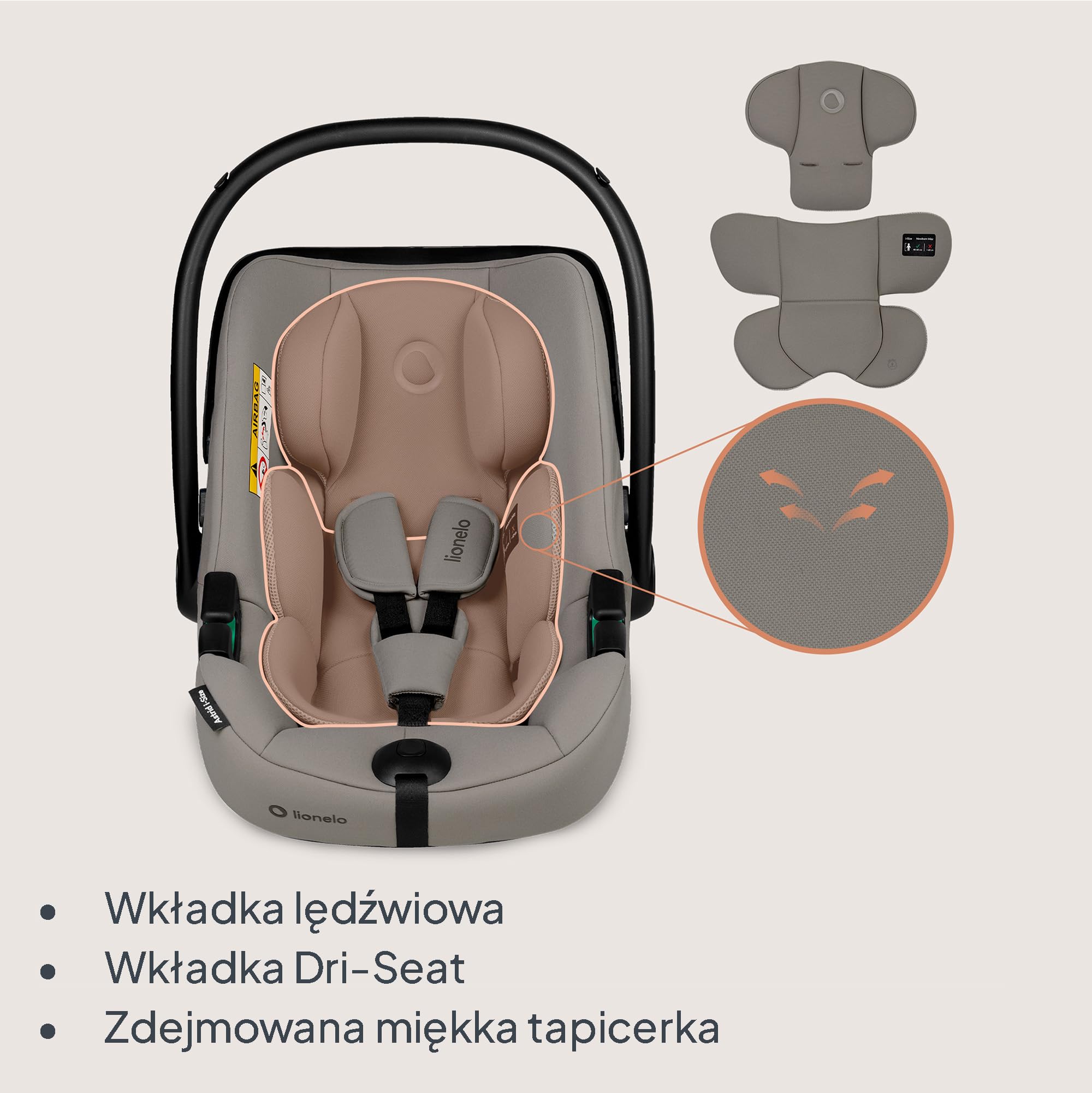 LIONELO ASTRID i-Size Dziecięcy Fotelik Samochodowy 40-87 cm, Nosidełko dla niemowląt Grupa 0+, Montaż Tyłem do Kierunku Jazdy, 3-Punktowe Pasy Ochrona Boczna, Wkładka Dri-Seat