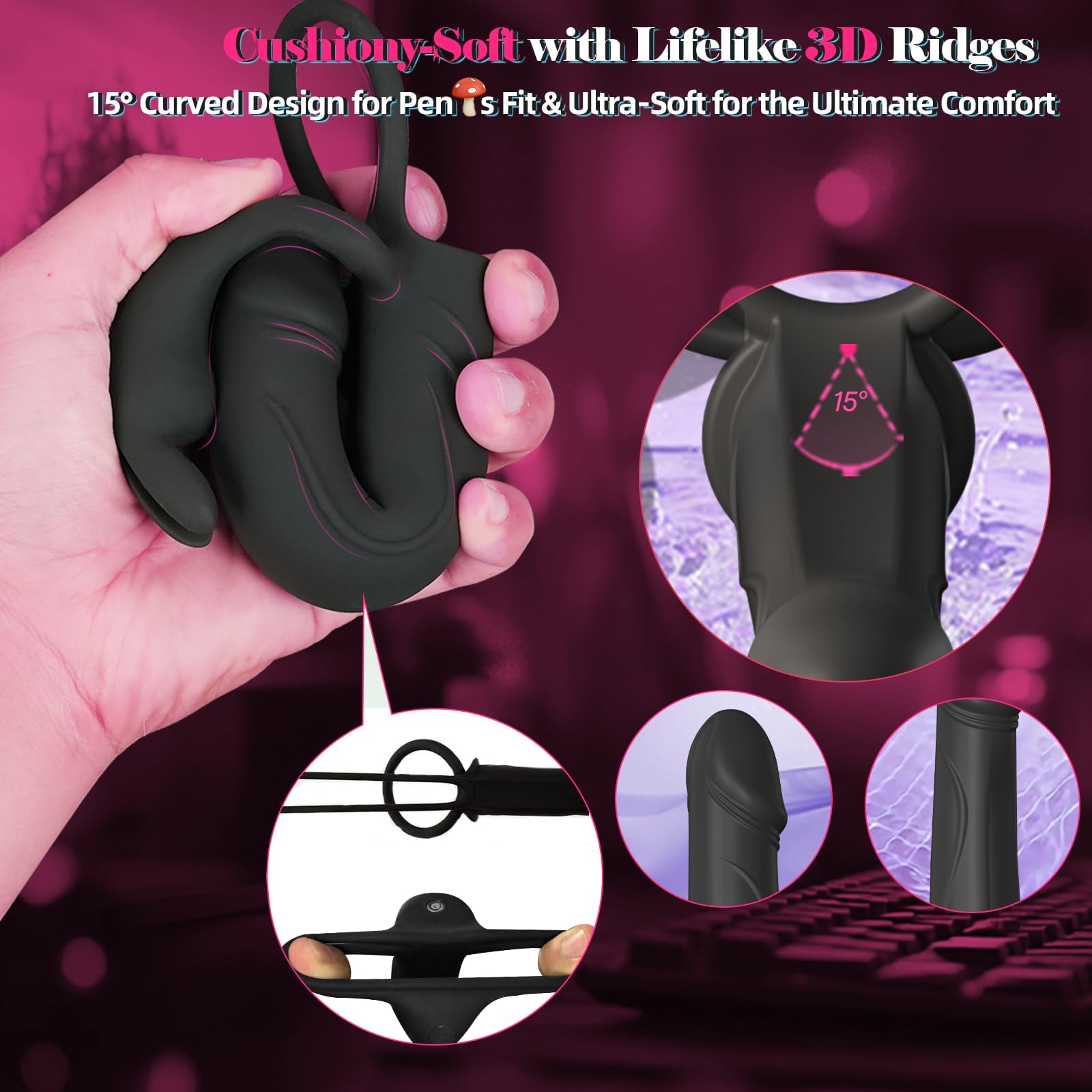 Plug anale vibrante con anello per il pene,stimolatore clitorideo rabbit,doppio dildo anale con strap-on, sex toy anale per coppie,sex toy per uomini e donne, Fatdhu,piccolo anello per pene