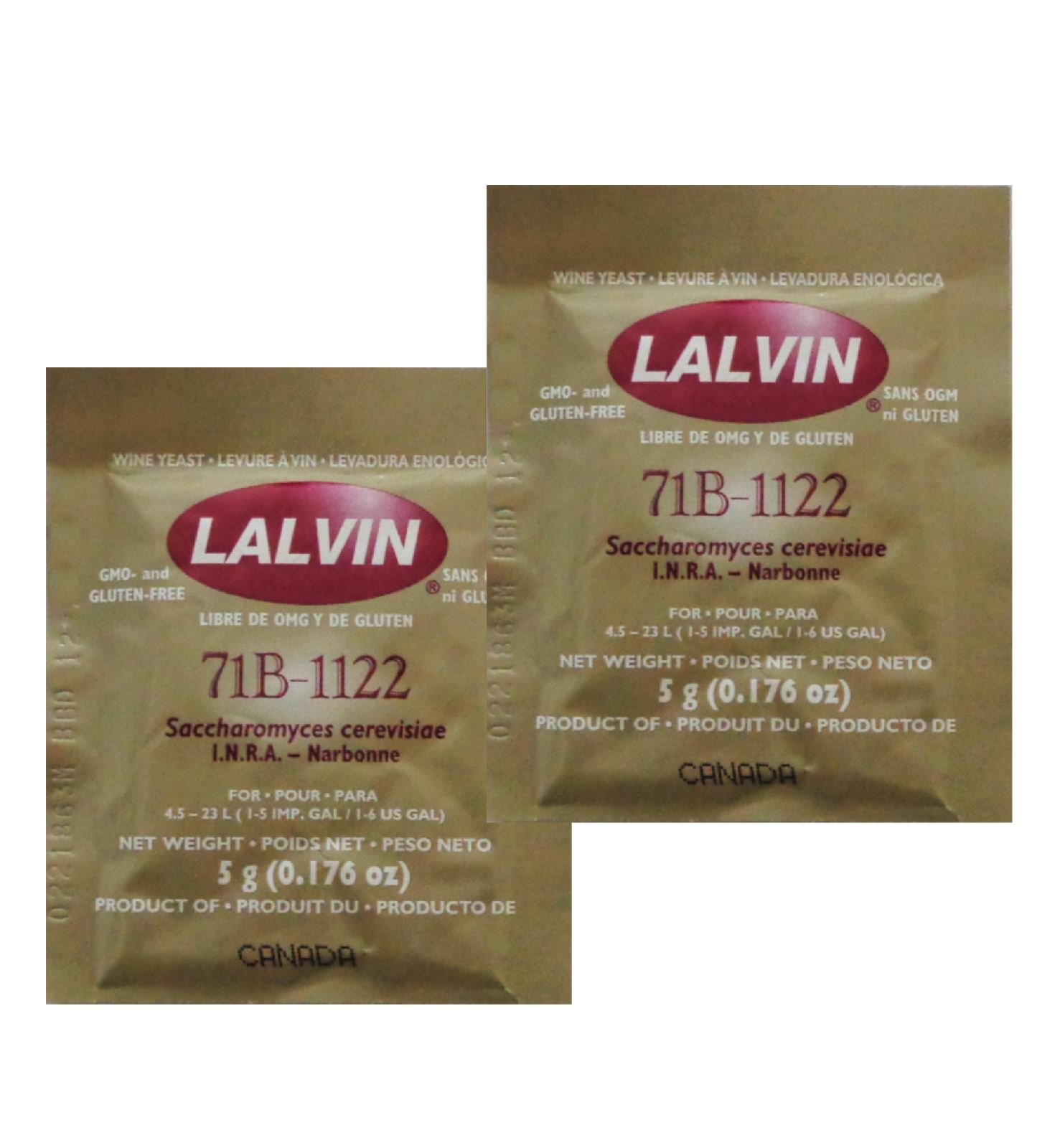 2X Lalvin 71B-1122 Nouveau Style Wine Yeast 5g Homebrew Wine Making 4.5L-23L