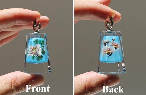 Miniatura 4 de Cherry Blossom (pintado a mano Art Glass Colgante de vidrioApple de color blanco a doble cara hecho a mano Ornamento Prisma Encanto