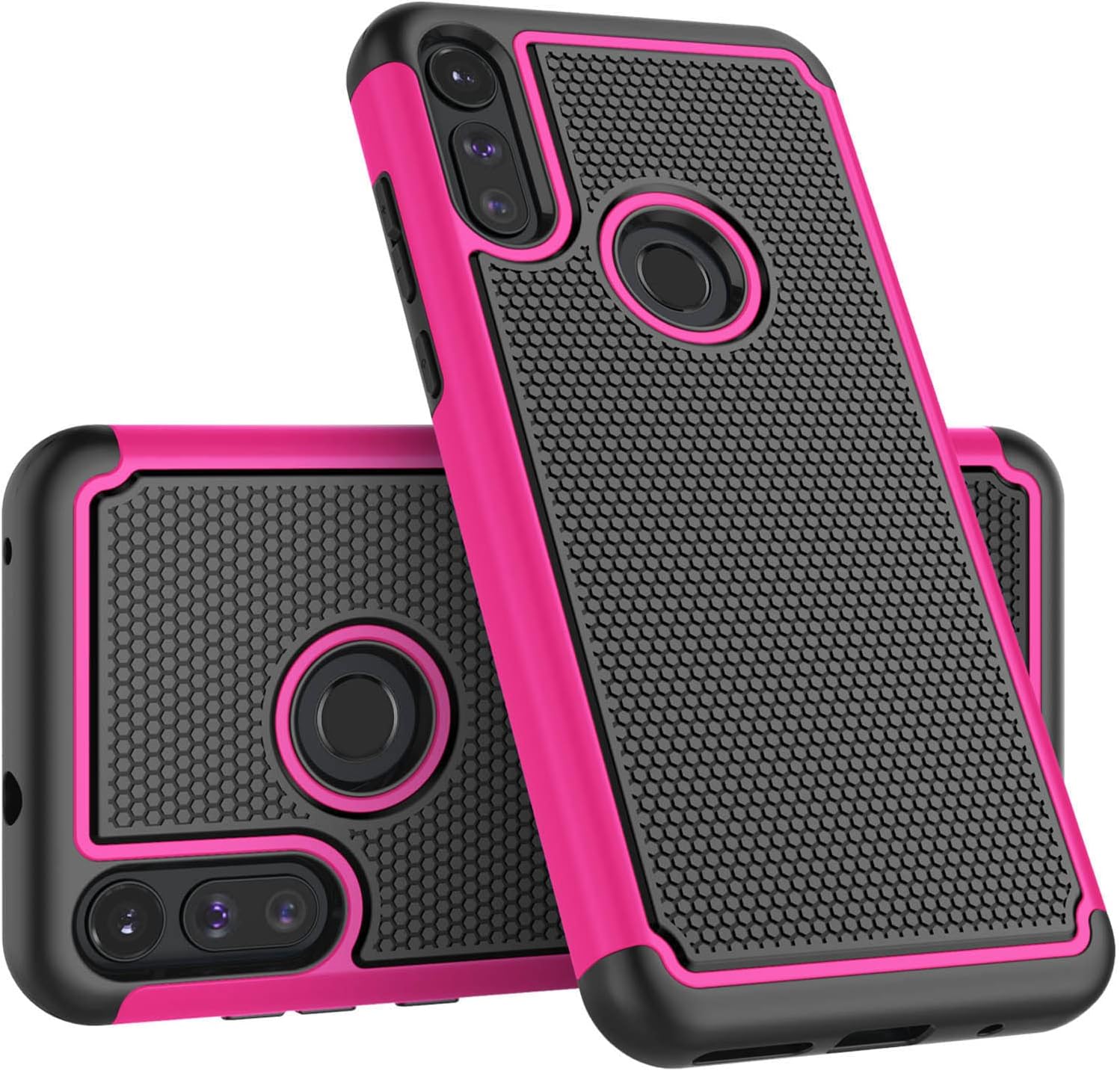 Tekcoo Case for Moto E 2020 / Motorola Moto E 2020, [Tmajor] Shock Absorbing [Rose] Rubber Silicone & Plastic Scratch Resistant Bumper Grip Cute Sturdy Hard Phone Cases Cover