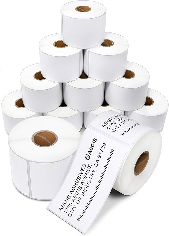 2.25" X 4" Direct Thermal Labels (4200 Count, 12 Rolls) | Shipping and Return Address Postage Labels for Small Packages - Compatible With Zebra and Rollo Printers - Aegis Adhesives