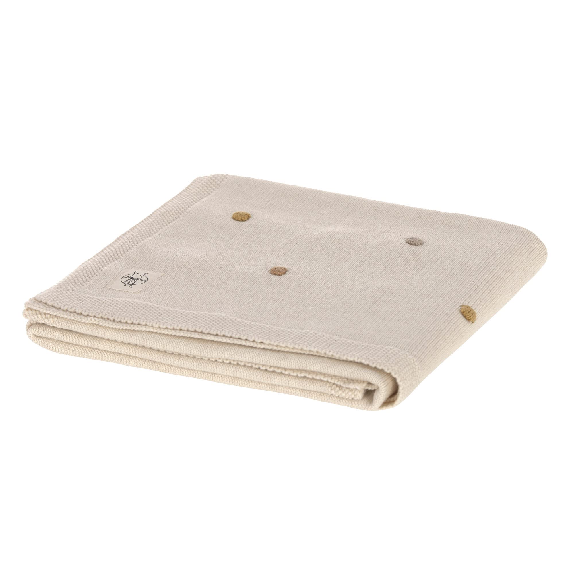 LÄSSIG Couverture en tricot pour bébé 100% coton biologique GOTS/Knitted Blanket Dots Nature