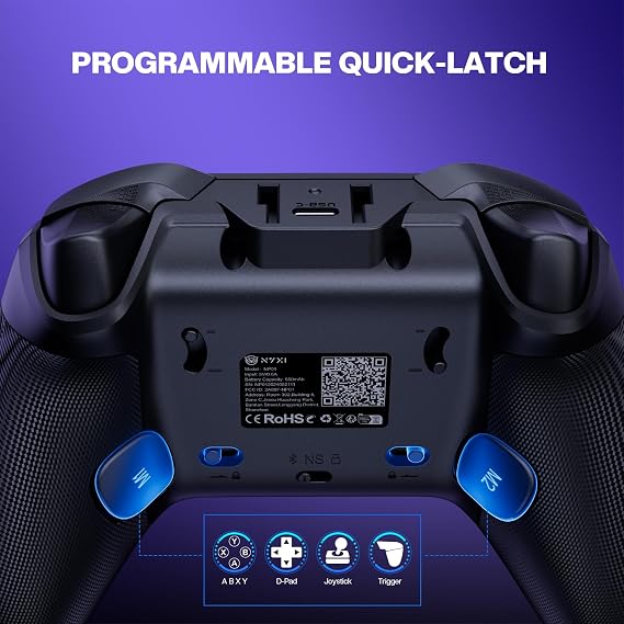 NYXI Master P1 2.4G PC Kablosuz Kumanda, Hall Efektli Joystick, Hall Efekti ve Mikro Tetikleyici, Ses Kontrolü, Ayarlanabilir Turbo/Titreşim, PC/NS/iOS/Android için Programlanabilir Hızlı Kilit
