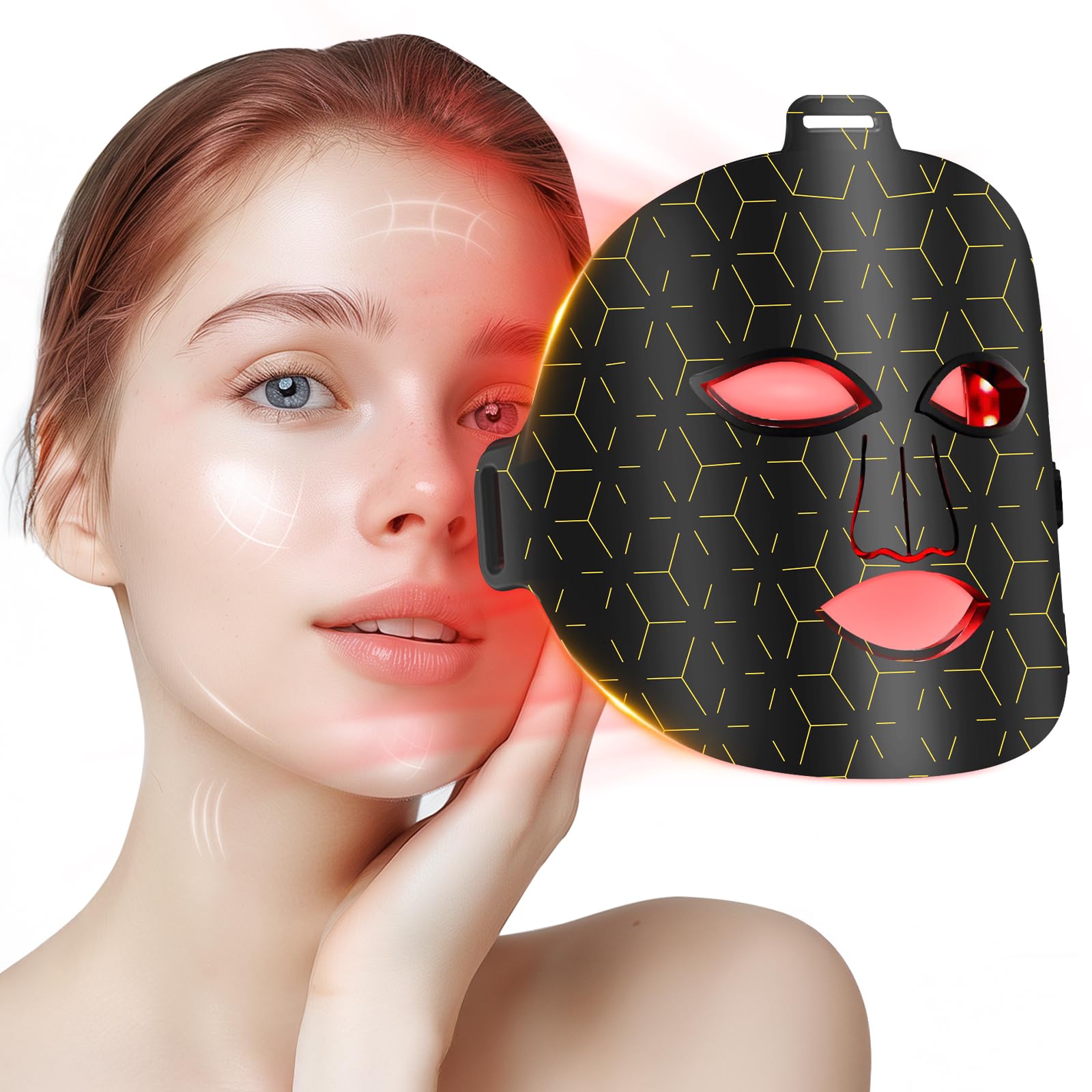Red Light Therapy for Face 8 Modes Portable Led Face Mask Light Therapy with Remote Near-Infrared 850nm Wavelength
