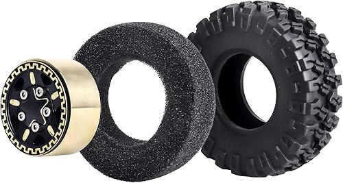 Miniatura 4 de HobbyPark Ruedas y neumáticos Beadlock de latón 1.0 para TRX4M actualizaciones Axial SCX24 124 RC Crawler piezas de repuesto, juego de 4 (tipo B)