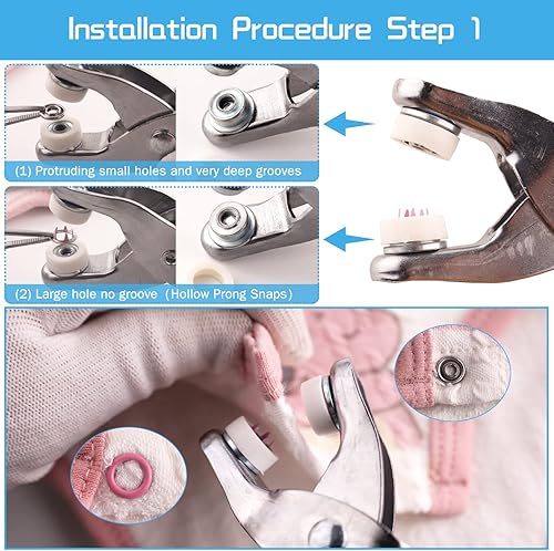 Miniatura 4 de Botones a presión con alicates de cierre, kit de herramientas de prensa, broches para coser, herramienta de cierre a presión, 804 piezas con broches