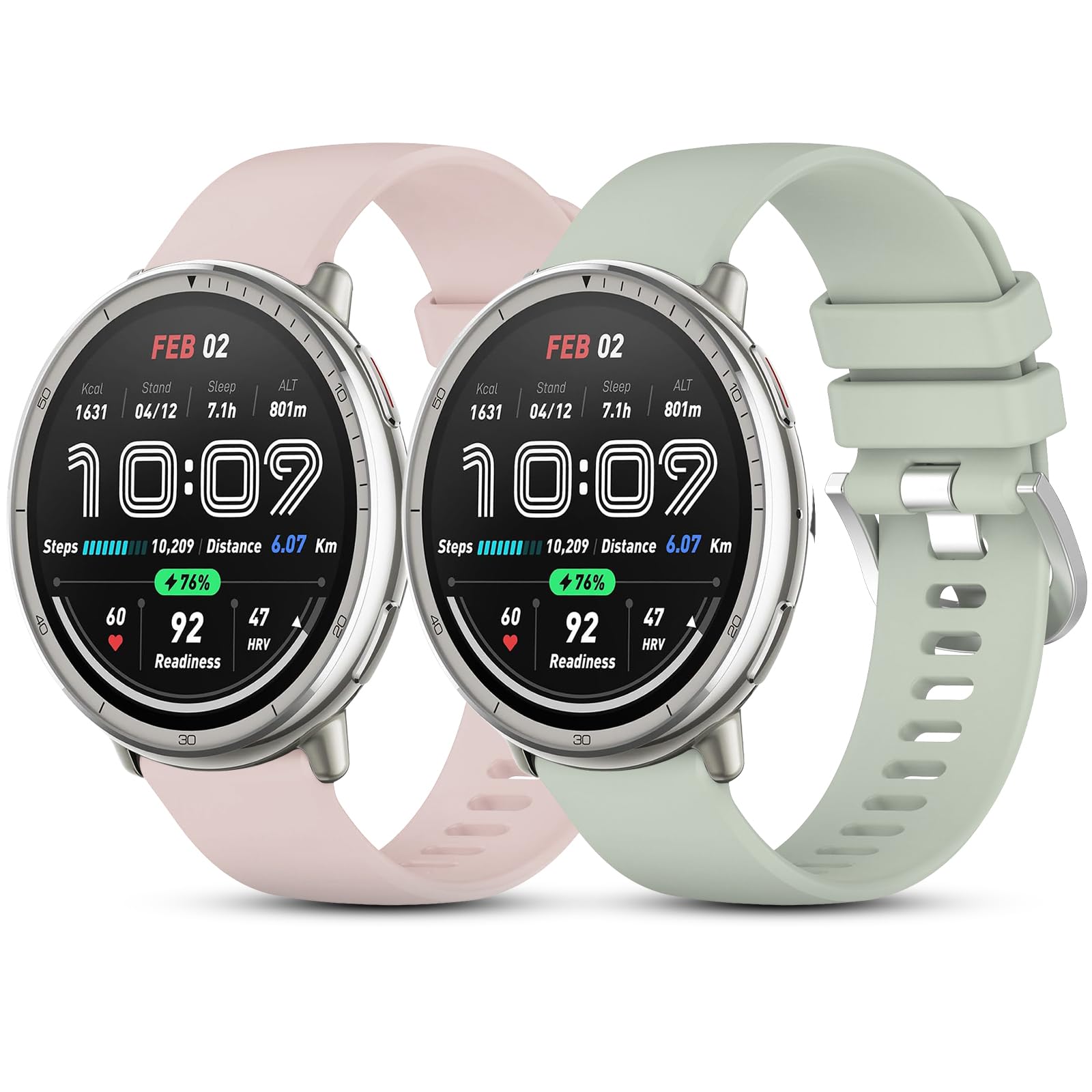 2 Piezas Correas Compatible con Amazfit Active 2/Active/Garmn Vivoactive 5/Forerunner 165/245/645, 20mm Ajustable Reloj Correa de Suave Silicona de Repuesto para Smartwatch.(No Host)