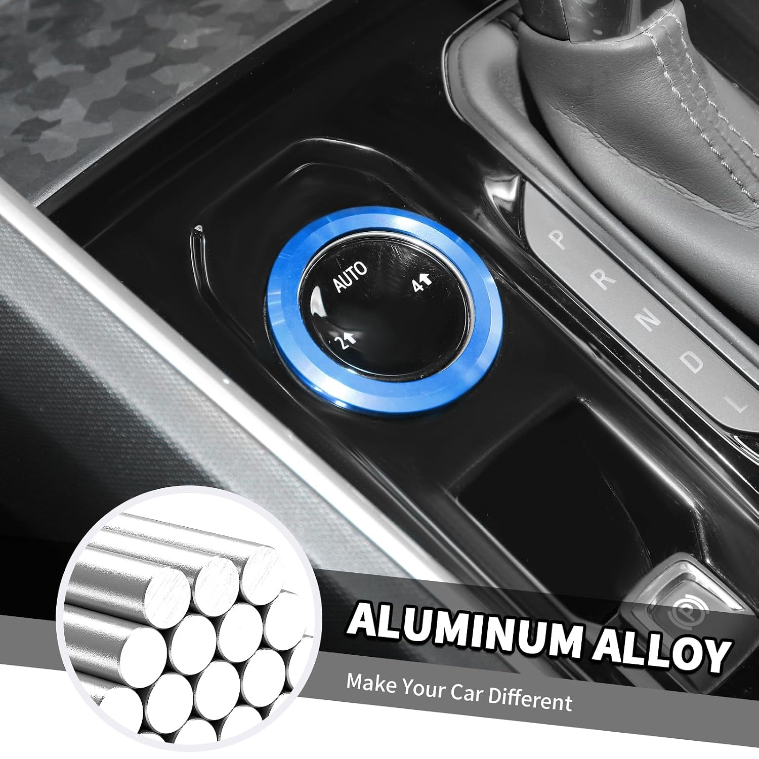 Jimen for Colorado Knob Covers, 6PCS Center Console Volume AC Air Conditioner Climate Control Button 4WD Switch Ring Trim Fit for Chevrolet Colorado 2024-2025 (Blue) image 4