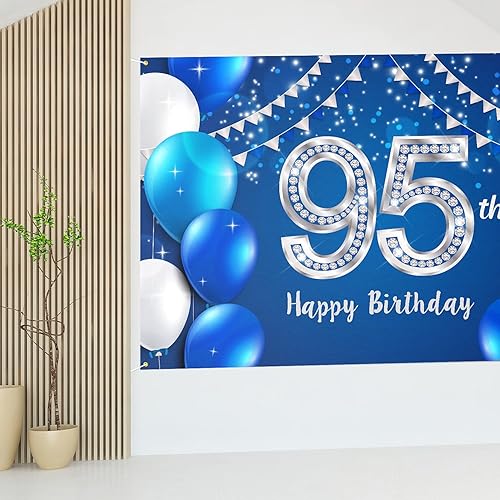 Miniatura 7 de HAMIGAR Fondo de pancarta de feliz cumpleaños 95 de 6 x 4 pies, decoraciones de cumpleaños de 95 años, suministros de fiesta para mujeres y hombres,