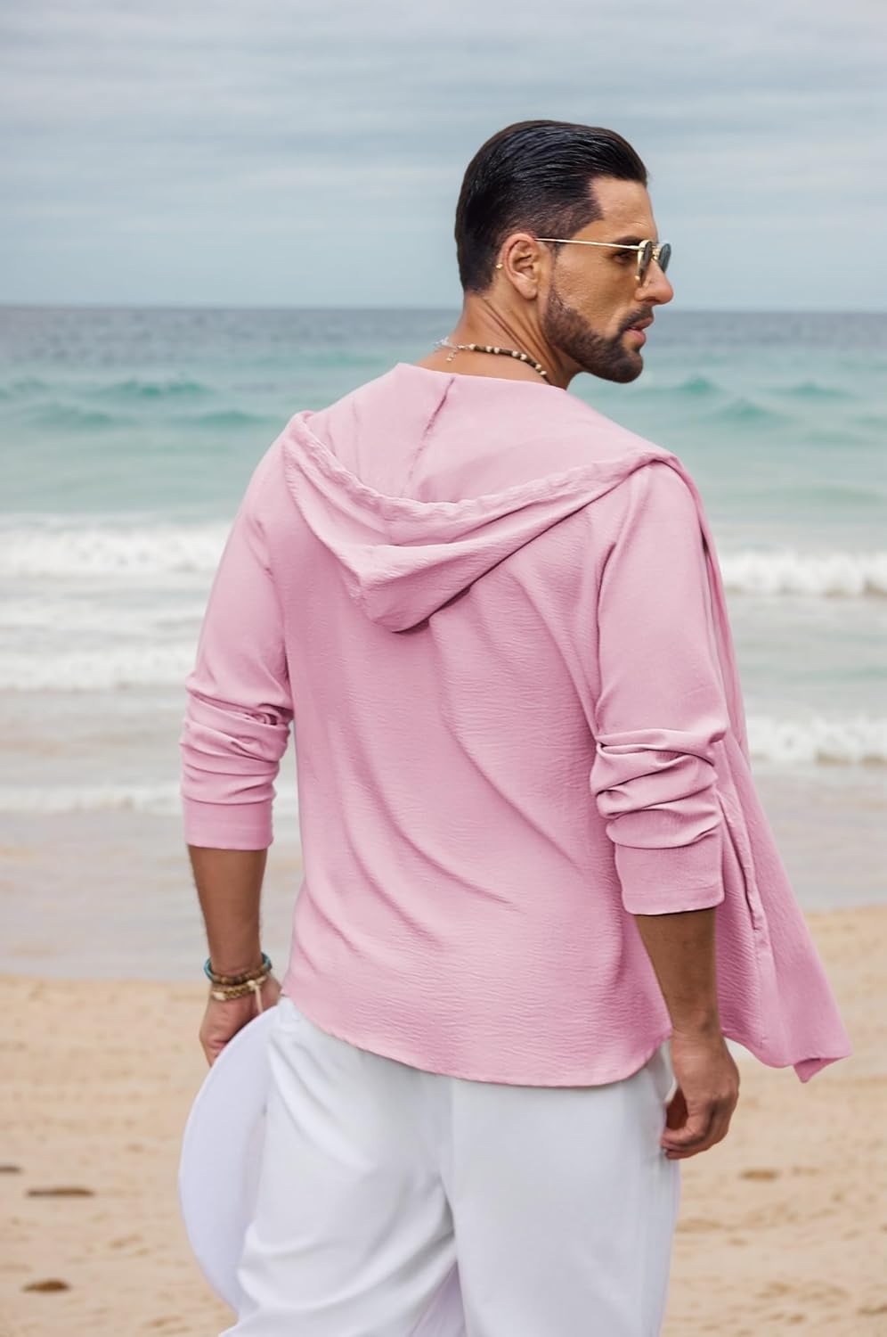 COOFANDY Mens Casual Button Down Shirt Summer Beach Shirts Lightweight Hoodie Sun Protection Coverup for Travel Vacation - Image 4