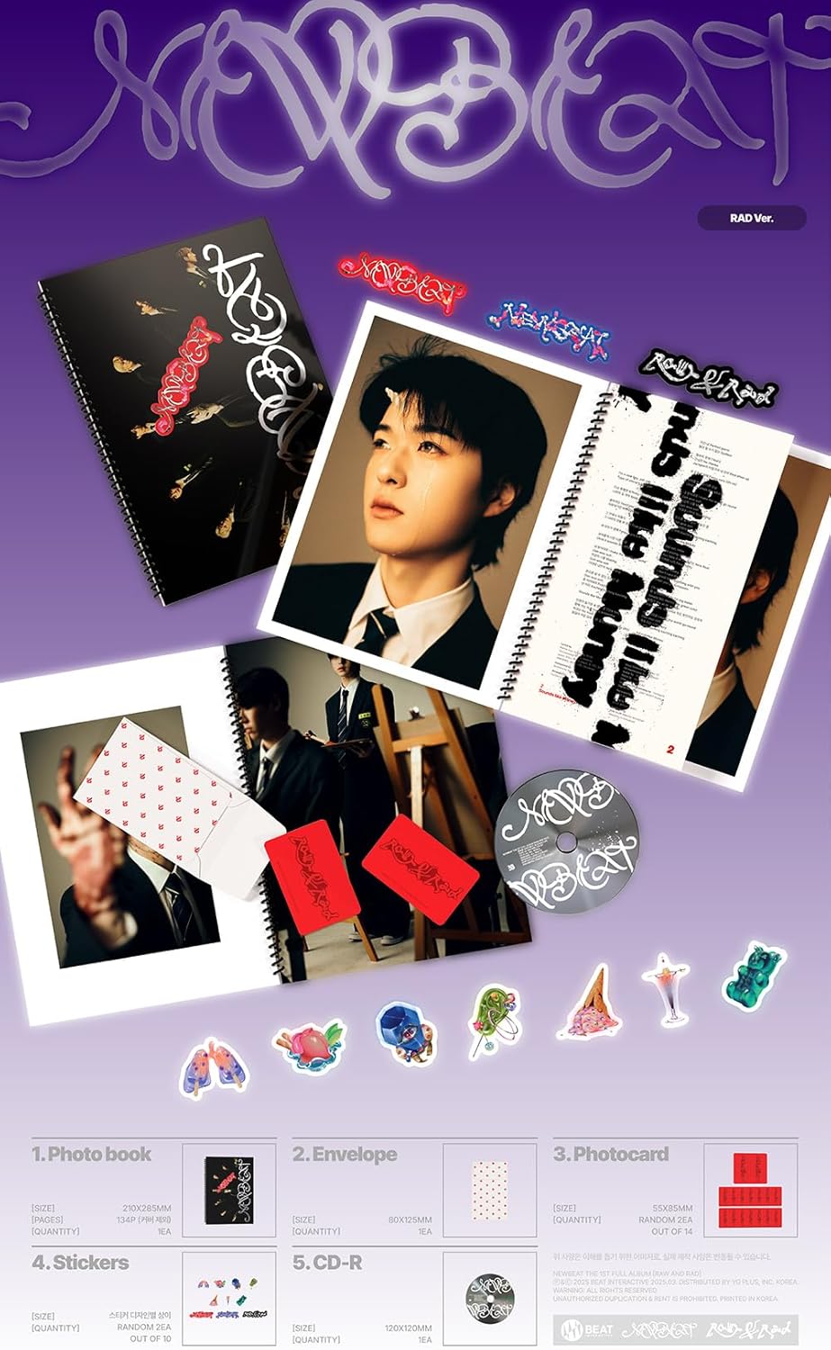 NEWBEAT RAW AND RAD 1st FULL ALBUM [RAD Ver.] Photobook + CD + 2 Photocard + Sticker (Flip the Coin)