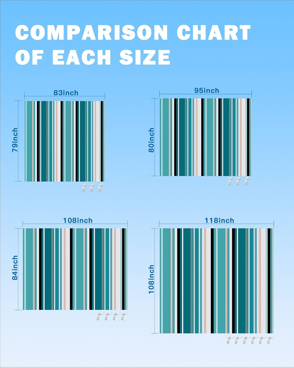 Geometric Vertical Stripes Beach Blanket Waterproof Sandproof Outdoor Picnic Mat 118"x108" Blue Teal White Abstract Art Line Lightweight Large Beaach Blankets with 4 Stake & 4 Corner Pockets