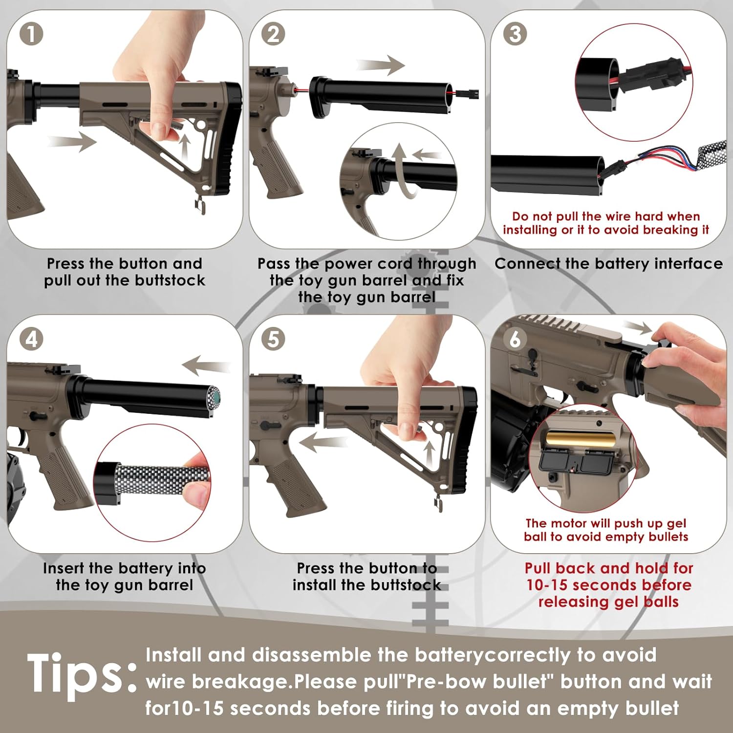 Electric Gel Toys New M4A1,Semi & Full Automatic Mode Splat-Blaster with FPS 280 and 100 Feet for Outdoor Team Game,Ages 14+,Sandy