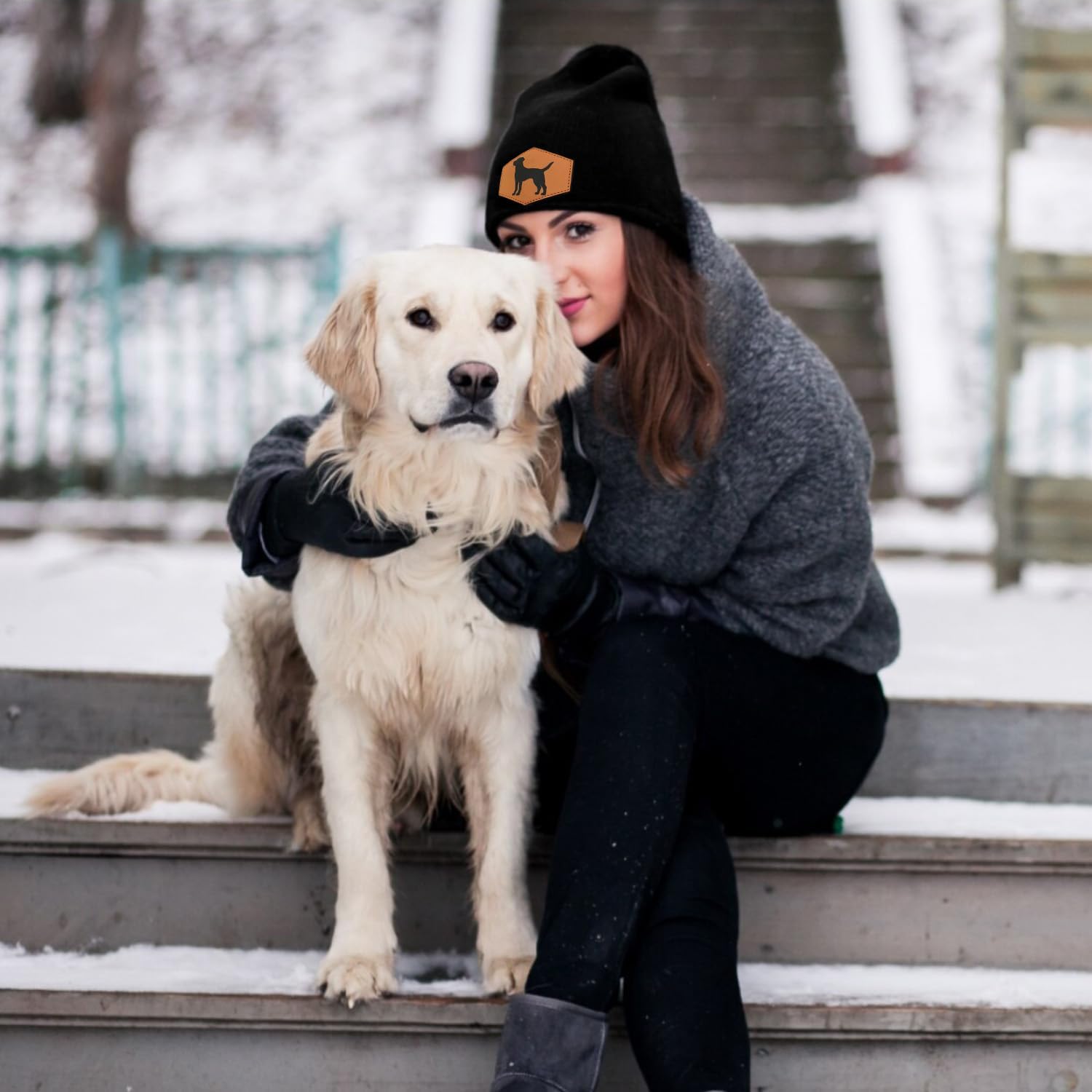 Labrador Beanie Hat for Men Women, Warm Winter Knit Cap for Dog Lover Black - Image 6