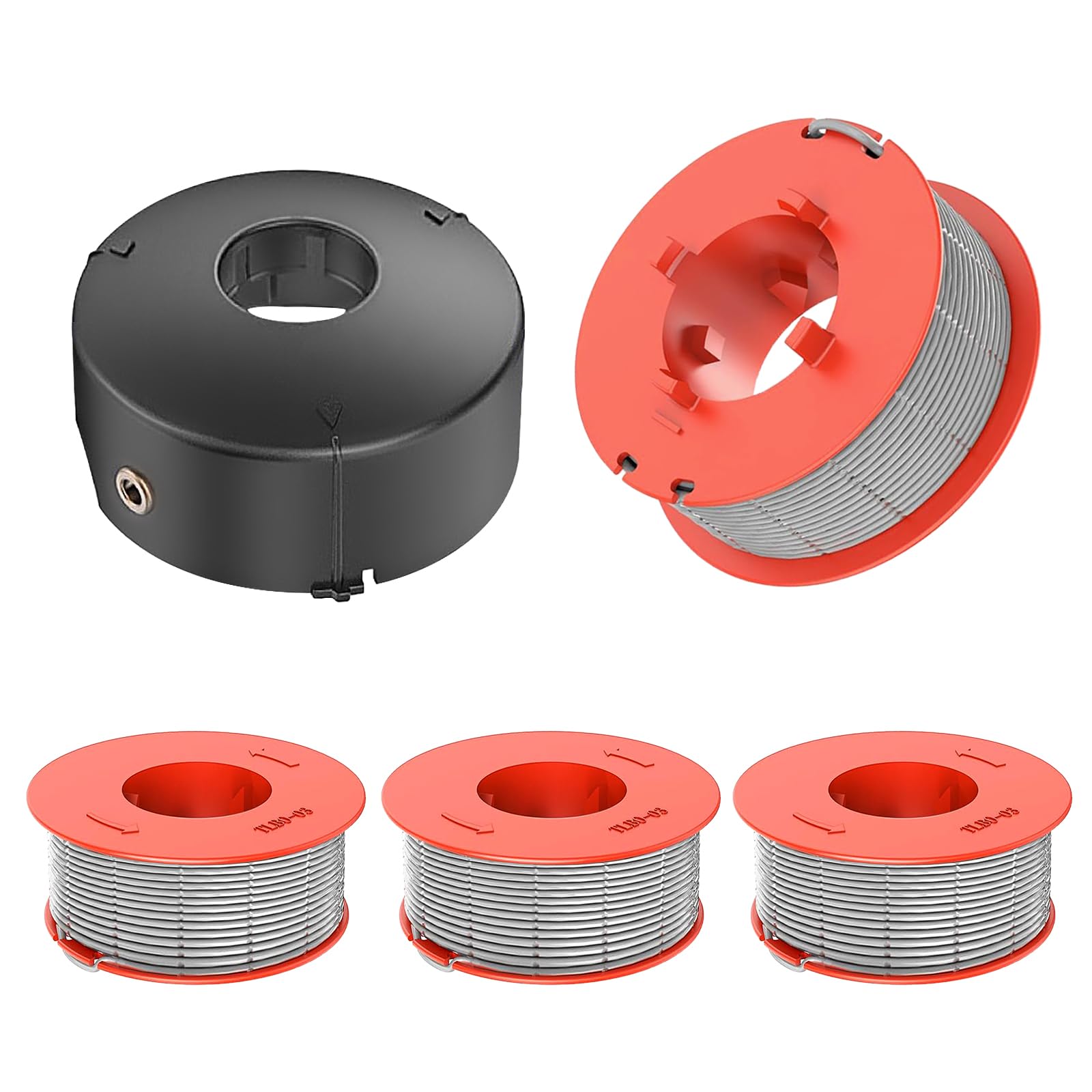 4 Bobinas de Hilo para Cortabordes Compatibles con Bosch F016800175,para Bosch Art 23 26 30 Combitrim, Art 23 26 Easytrim,Ø1,6mm 8m, con cubierta de bobina F016L71088(4 Bobina+1 Tapa)