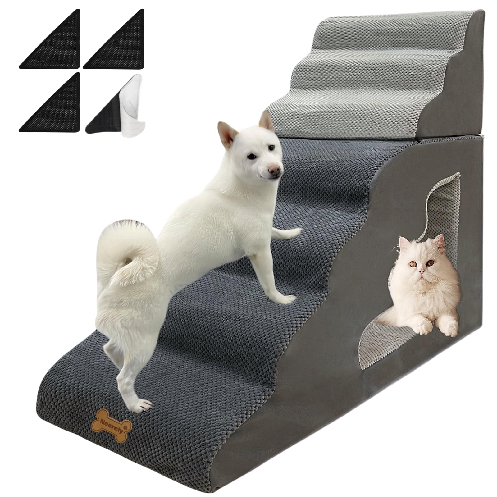 7-Step Dog Stairs for 36 Inch High Beds Small Dogs, Pet Ramp Stairs 20-42 Inch Couch Bed, Non-Slip Balanced Stairs 75lbs for Small Old Large Dogs Cats to Get on Bed