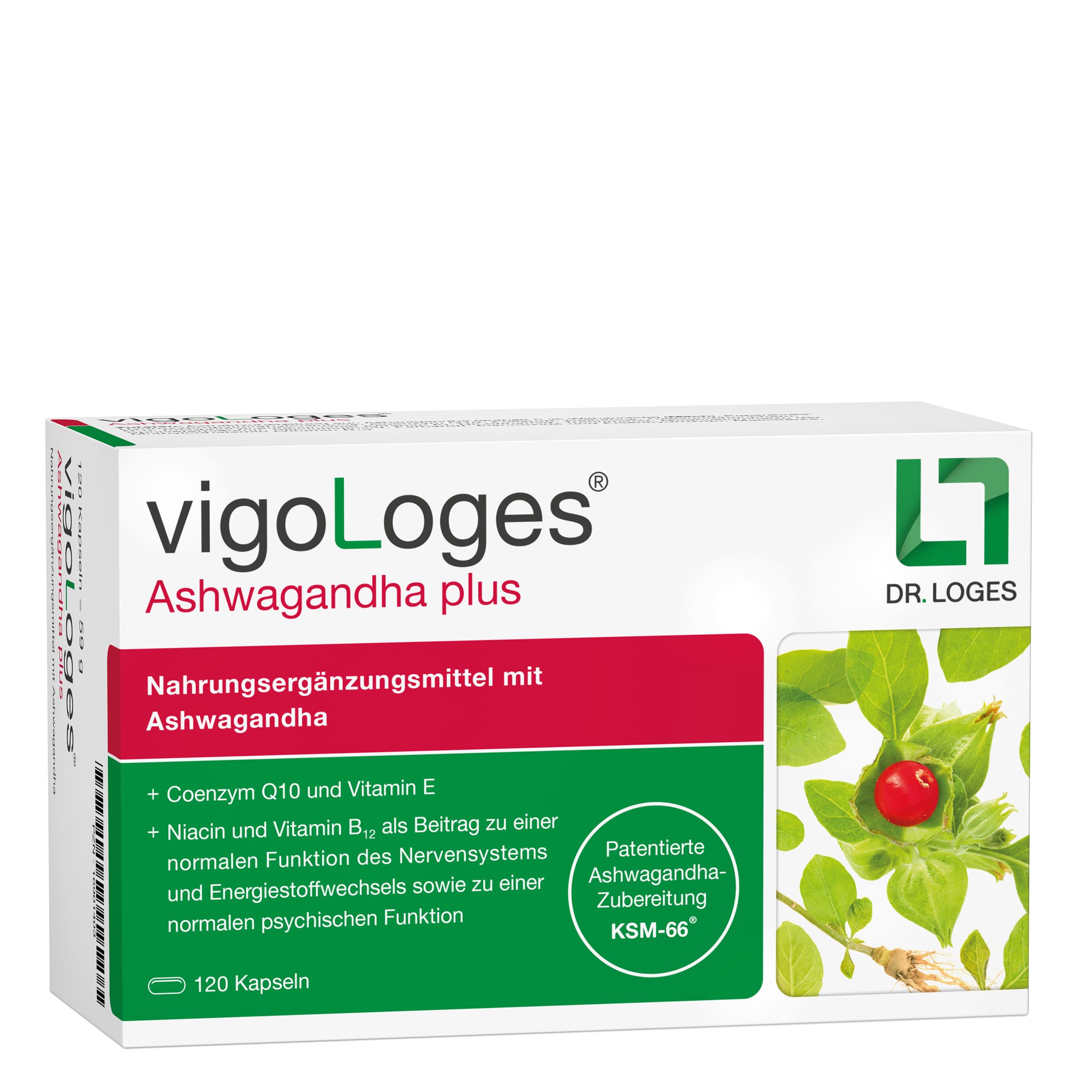 vigoLoges® Ashwagandha plus - 120 Kapseln - Nahrungsergänzungsmittel mit Ashwagandha