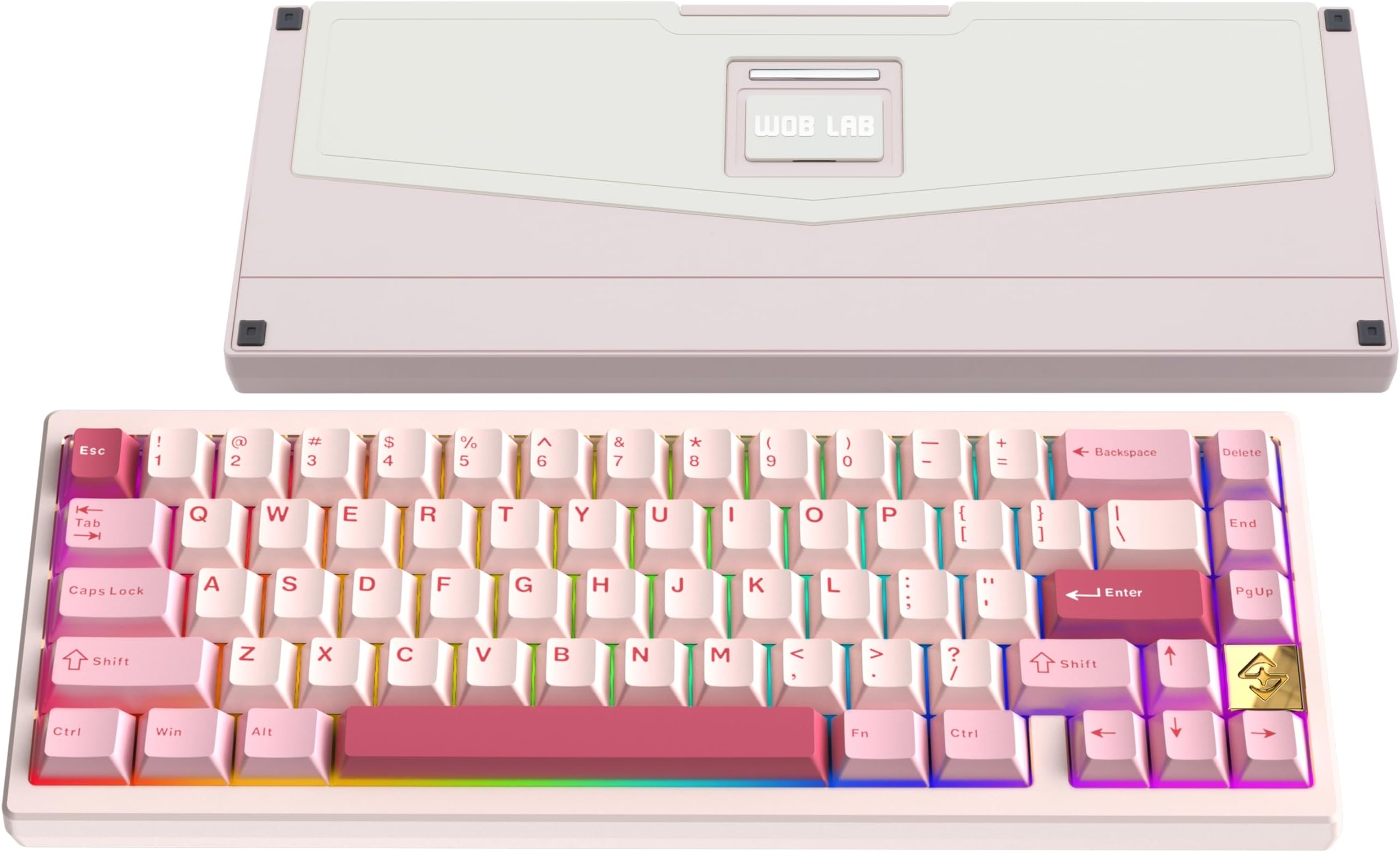 WOBKEY Zen 65 65% Quick Release Wireless Mechanical Keyboard with RGB, CNC Aluminum Case, Hot-Swappable, VIA Support, BT/2.4G/USB-C Gaming Keyboard for Mac/Windows (Ultra Pink Gold)