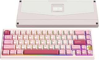 KEEBMONKEY WOBKEY Zen 65 65% クイックリリース ワイヤレス メカニカルキーボード RGB付き CNCアルミニウムケース ホットスワッパブル VIAサポート BT/2.4G/USB-C ゲーミングキーボード Mac/Windows用 (ウルトラピンクゴールド)