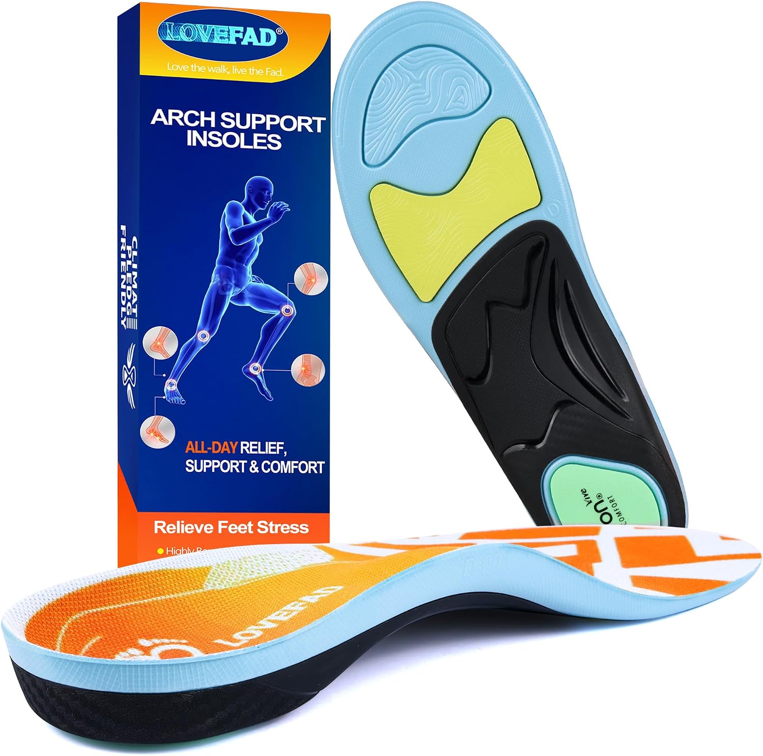 Plantar Fascia Arch Support Shoe Insole for Men Women Feet