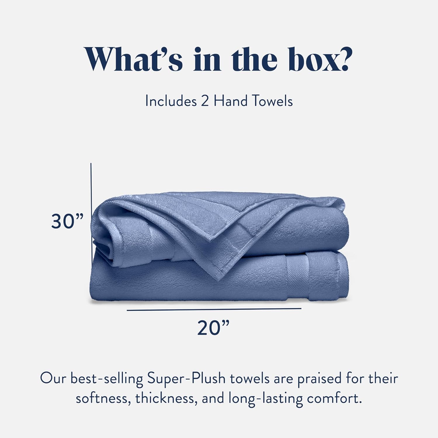 Brooklinen Super-Plush 100% Turkish Cotton Hand Towels - Set of 2-770 GSM, Highly Absorbent, Machine Washable, Perfect for Home & Bathroom (20" x 30", Abyss Blue)