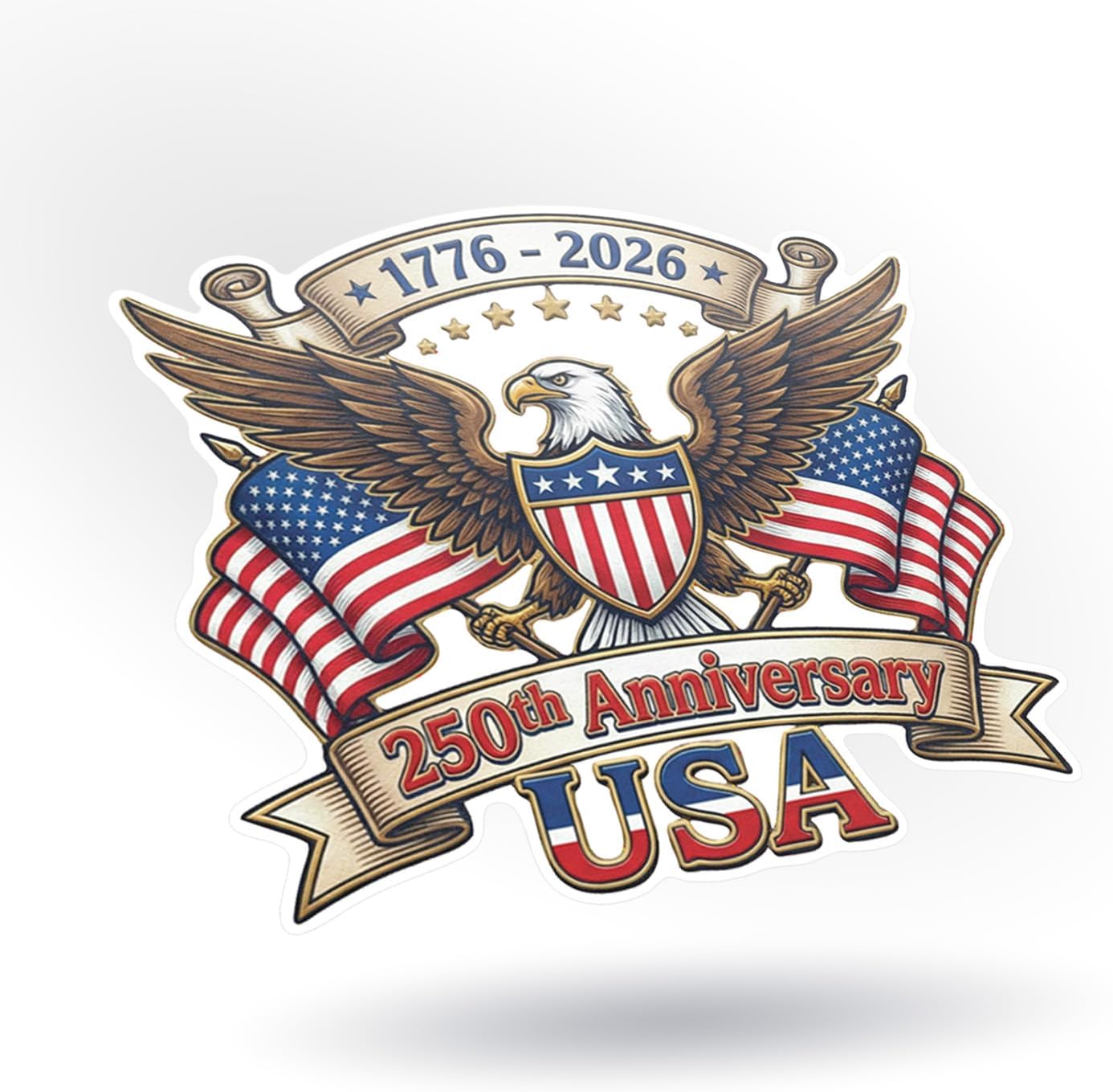 250th Anniversary USA Sticker 3 Pack – 1776-2026 Patriotic Eagle Vinyl Decal for Car Bumper, Truck, Laptop, Window – Waterproof UV Printed - KCD5069 (5-Inch 3-Pack)
