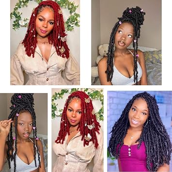 ZRQ Butterfly Locs Crochet Hair 18 Inch 6 Packs Cooper Red Distressed Faux Locs Pre-looped Synthetic Crochet Braids Extended Soft Locs For Women Extensions (18 Inch,350#)
