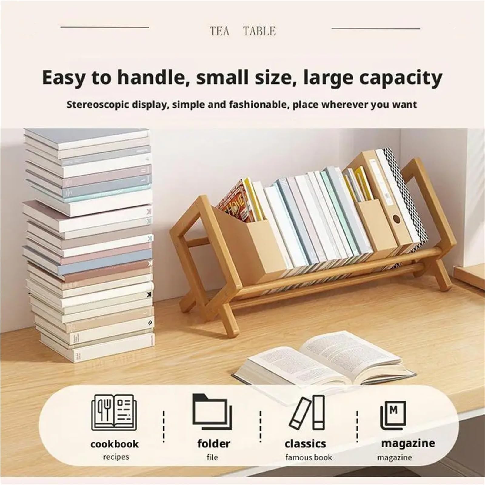 Libreria da scrivania – 50 cm giallo ufficio Storage nizer per libri e riviste – libreria da scrivania economica per studenti – ideale per uso domestico e ufficio
