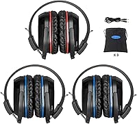 SIMOLIO 3-Pack IR Wireless Headphones for Car DVD - Universal 2-Channel for Honda Odyssey, Chrysler Pacifica, Toyota Sienna, Not Bluetooth