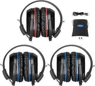 SIMOLIO 3-Pack IR Wireless Headphones for Car DVD - Universal 2-Channel for Honda Odyssey, Chrysler Pacifica, Toyota Sienna, Not Bluetooth