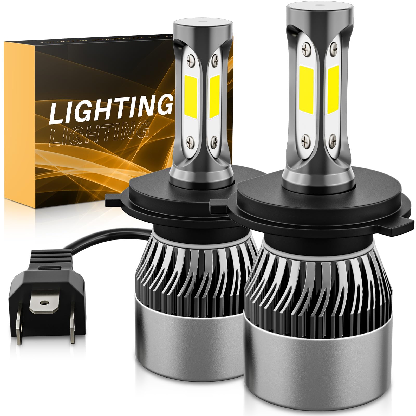 𝖧𝟦/𝟫𝟢𝟢𝟥 Bulbs 6500K Cool White 60000LM 900% Brighter, Plug and Play IP68 Waterproof Off-Road Lights, Pack of 2