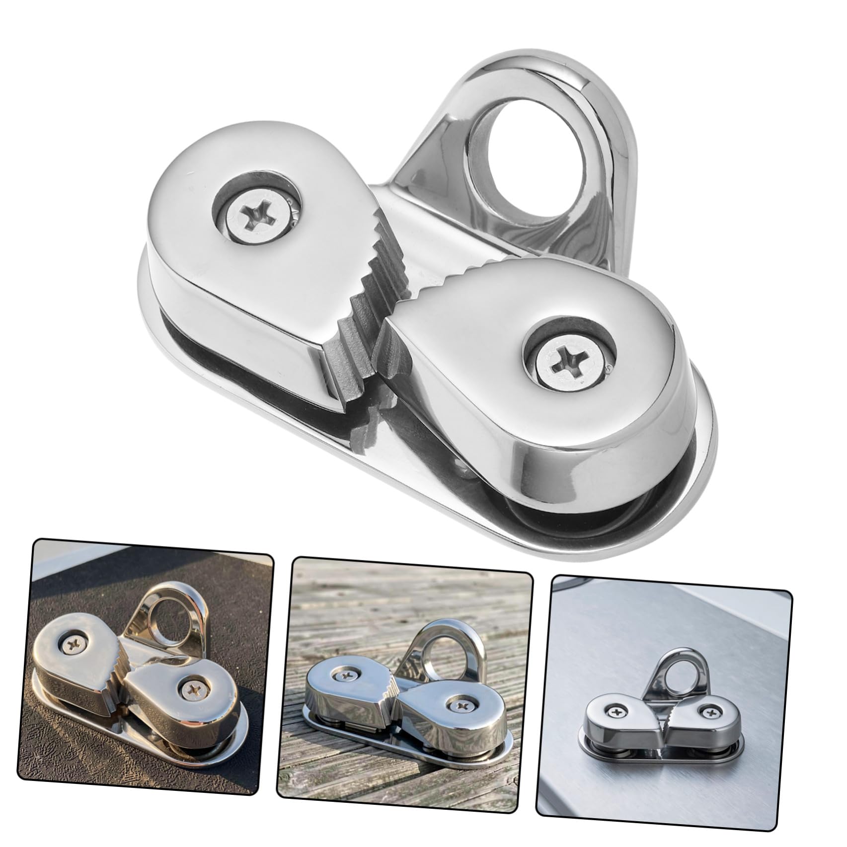 2 Pezzi Clip Corda Marino con Guida, Acciaio Inossidabile Argento | Barche e Yacht, Fissaggio Affidabile, Due Viti Autofilettanti Incluse, Equipaggio