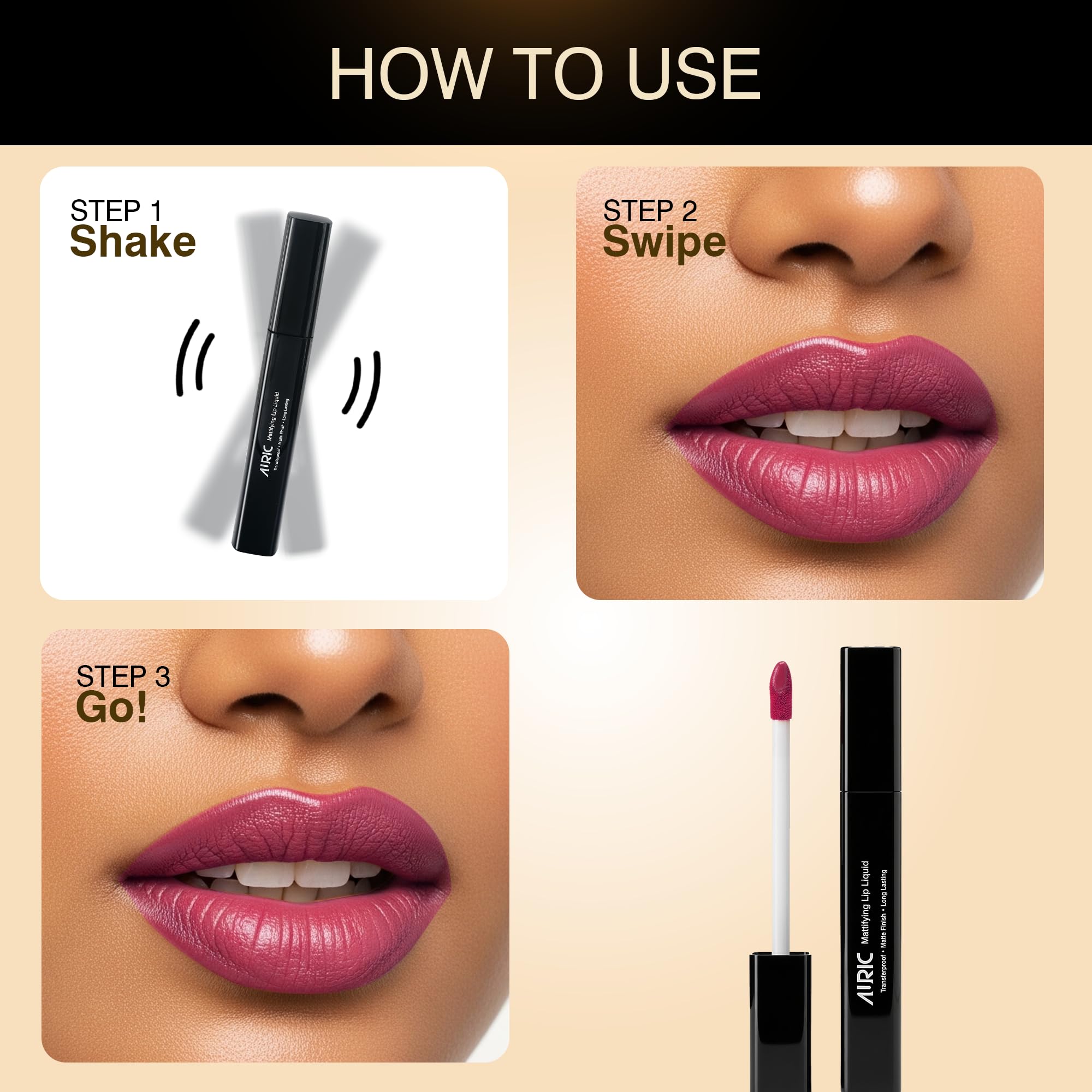 Auric Mattifying Lip Liquid | Bubblegum Bliss, 4ml | Transferproof, Matte Finish, Long Lasting | Infused with Glycerine & High-Density Pigments | Paraben Free 2